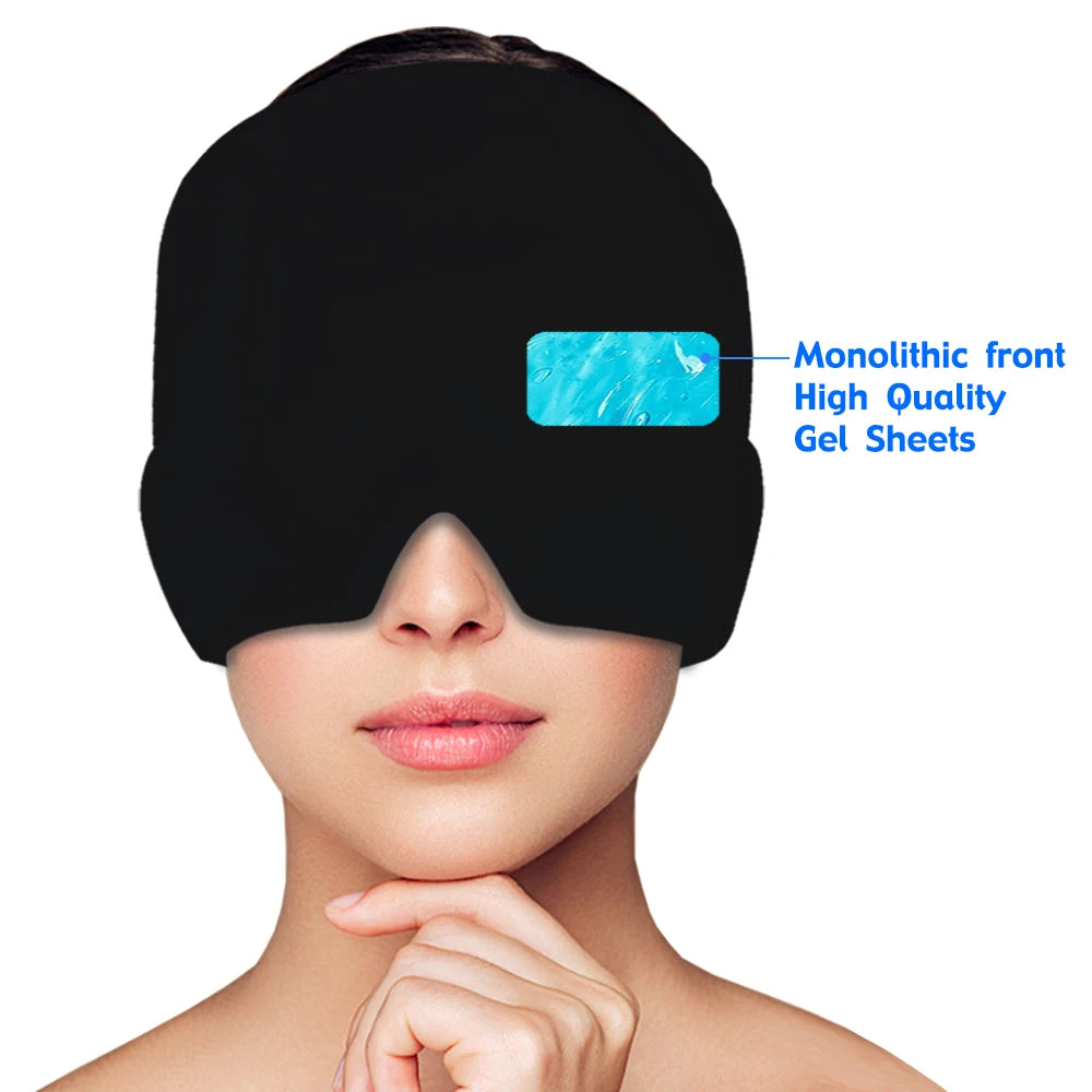 Migraine Relief Hathead Massager Gel Hot Cold Therapy Headache Migraine Relief Cap for Chemo,Sinus,Neck Wearable Therapy Wrap