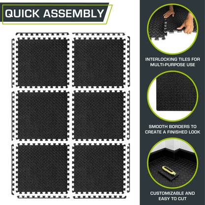 Puzzle Exercise Mat, 1/2" Thick EVA Foam Interlocking Tiles